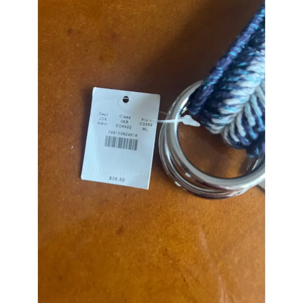 J.‎ Crew Women's Cotton Double Ring Adjustable Belt Blue/White Size M/L New